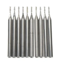 

10pcs Double Slot CNC Router Bit Kit 1/8\" 2 Flute Spiral Carbide Flat Nose End Mill CNC Router Bit Set For 3D Relief Carving