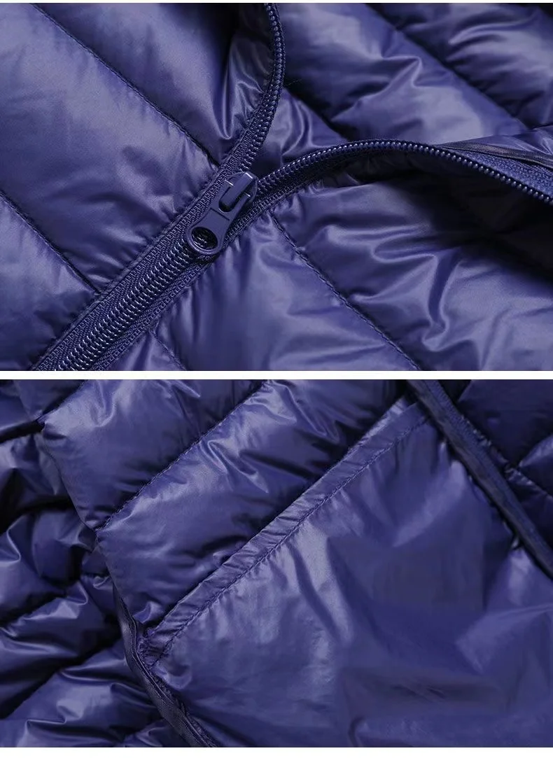 penas puffer portáteis com capuz, parkas finas