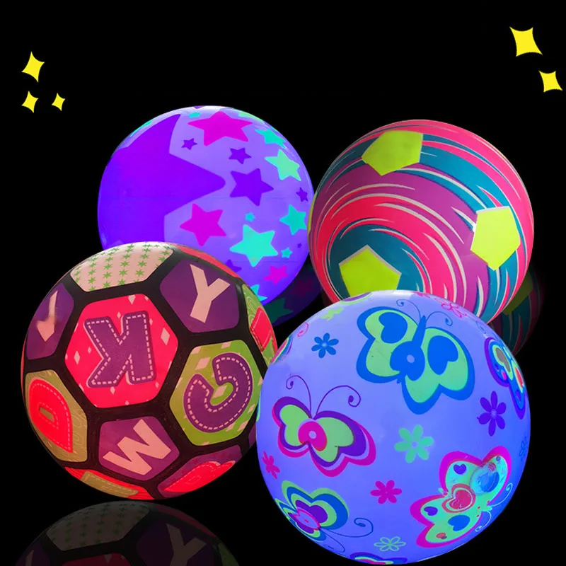 1Pcs Luminous Inflatable Toy Bouncy Ball Outdoor Sports Rubber Beach Ball Parent Children Games For Kids Interactive Games Toys luminous multifunctional sports business men s leather waterproof quartz watch