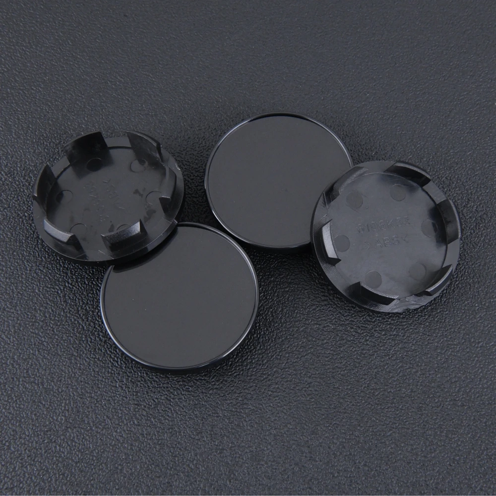 Wheel Center Cap Clip 4PCS 53mm OD / 48mm Blank Emblem Sticker Rim Caps Wheel Cover Hub Cap Black & Silver