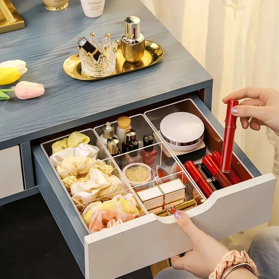Clear Acrylic Makeup Layered Storage Box Dressing Table Cosmetic Lipstick Organizer Boxes Desktop Drawer Divider Storage 3