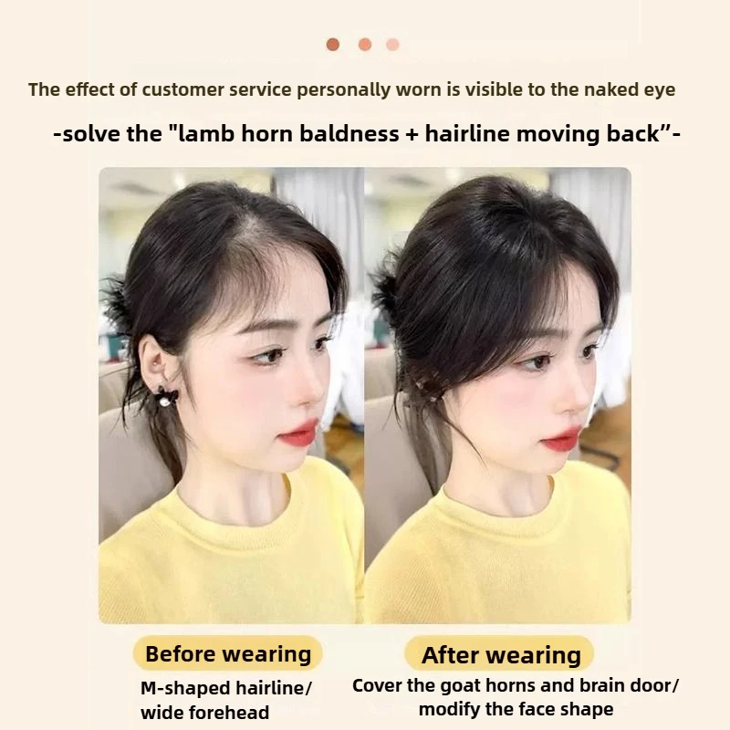 Ashely Wig Woman Thin Bangs Increase Amount of Hair Bangs Clip-in Extensions Human Hair High Temperature Fiber Synthetic Bangs