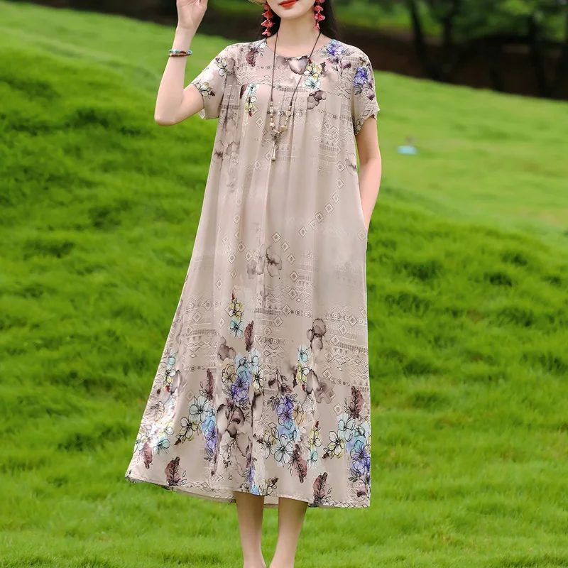 Vintage-Inspired Sleeveless Cotton Summer Dress - Women's Casual Loose Fit Beachwear