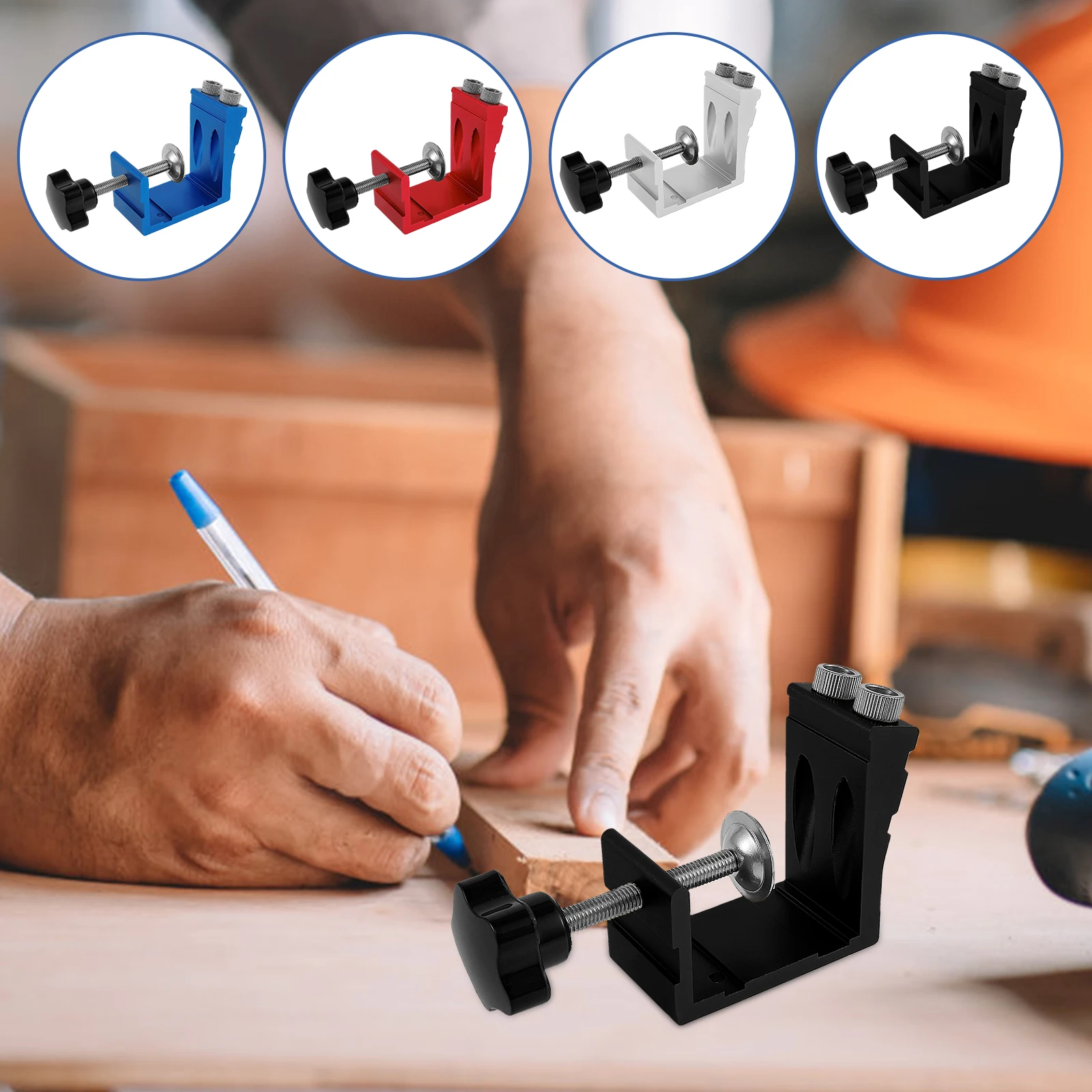 

78Pcs Pocket Hole Jig Kit Aluminum Alloy Pocket Screw Jig Drill Guide Durable Woodworking Dowel Jig Kit Angled Holes Drilling