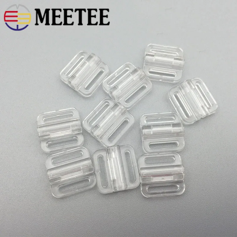 50Sets Meetee 8-25mm Plastic Bra Buckles Swimwear Adjust Front