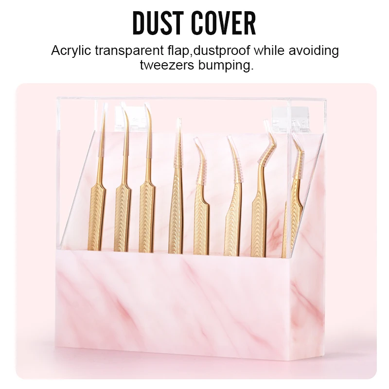 NATUHANA Eyelash Extension Tweezers Storage Box 8 Holes Holder Acrylic Tweezers Display Organizer Holder Makeup Tools Supplies