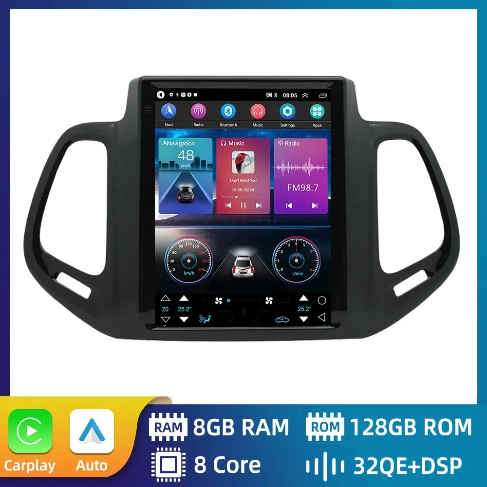 

Vertical screen Android 13.0 For Jeep Compass 2 MP 2016 2017 2018 2019 Car Radio Multimedia Player Navigation QLED IPS Screen