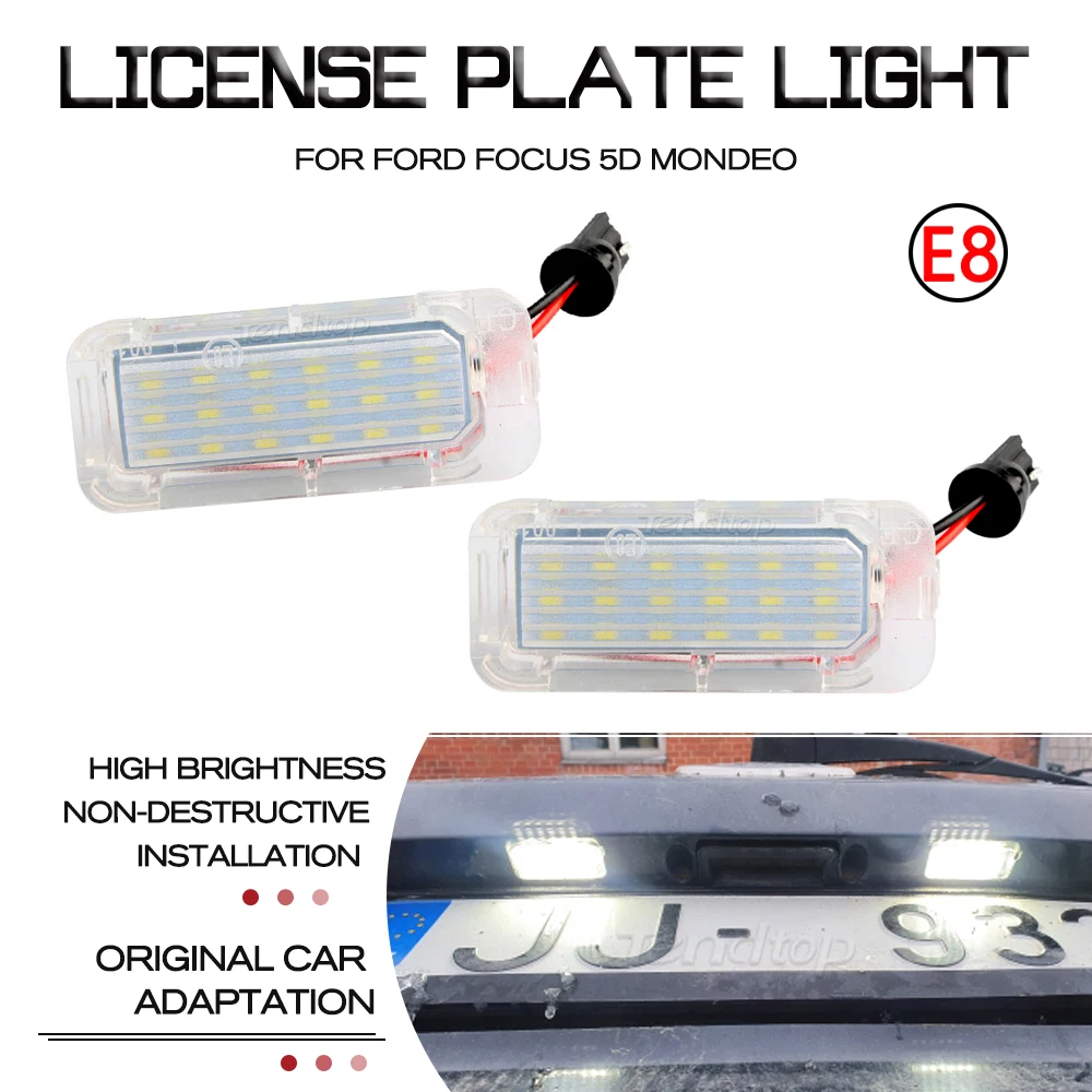 

2 шт., Автомобильные светодиодные лампы Canbus для номерного знака Ford Focus 5D Fiesta Mondeo MK4 C-Max MK2 S-Max Kuga Galaxy