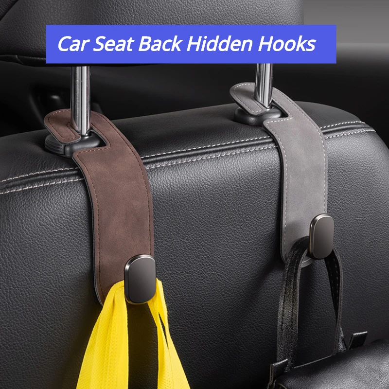 

Car Seat Back Hidden Hooks Flip Fur Invisible Inside Car Rear Bag Small Object Storage Suede Hooks