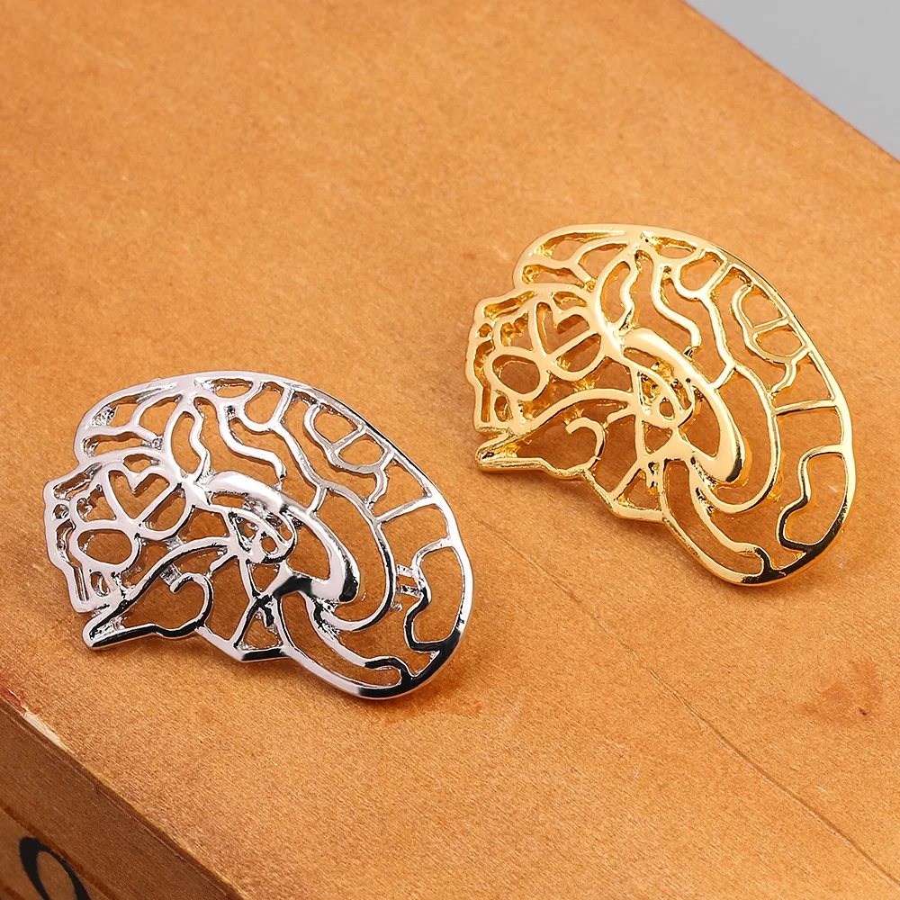 10PCS/Lot Human Organ Brain Shape Stomach Hollow Alloy Brooch Wholesale Bag Collar Accessories