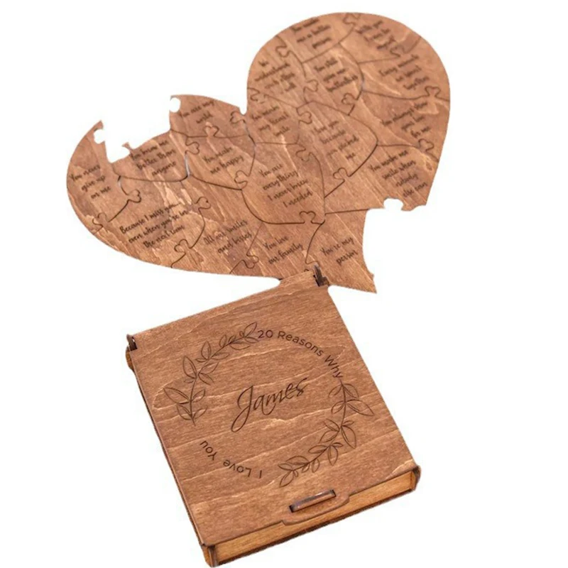 Valentine's Day Love Puzzle Anniversary Gift Wooden Love You 20 Reasons Puzzle Adult Gift