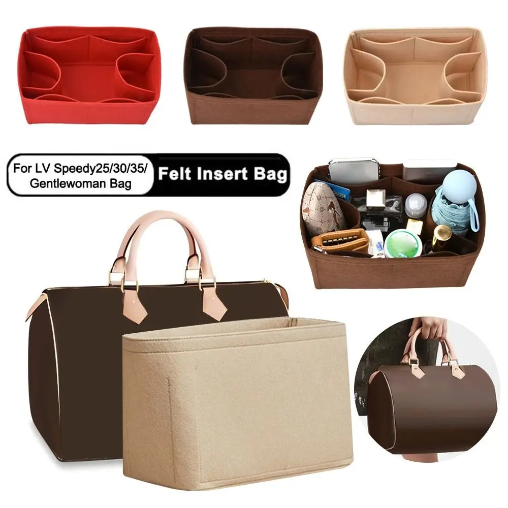 New Felt Insert Bag Large Capacity Multi-Pocket Handbag Organizer Inner Lining Bag for LV Speedy25/30/35/Gentlewoman Travel