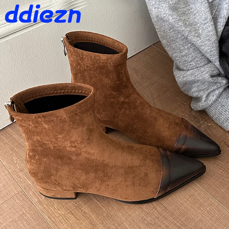 

Женские ботильоны на молнии, с острым носком, на плоской подошве