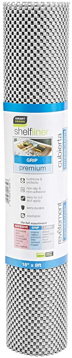 Smart Design Shelf Liner Premium Grip - (18 inch x 8 Feet) - Drawer Cabinet Non Adhesive - Home & Kitchen [Cool Gray]