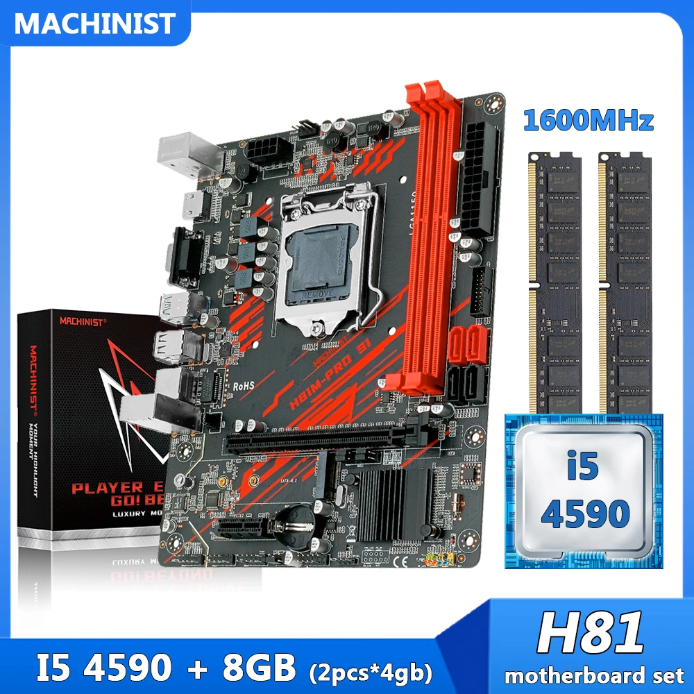 Machinist H81 Motherboard Kit Set With Intel Core I5 4590 LGA 1150 CPU