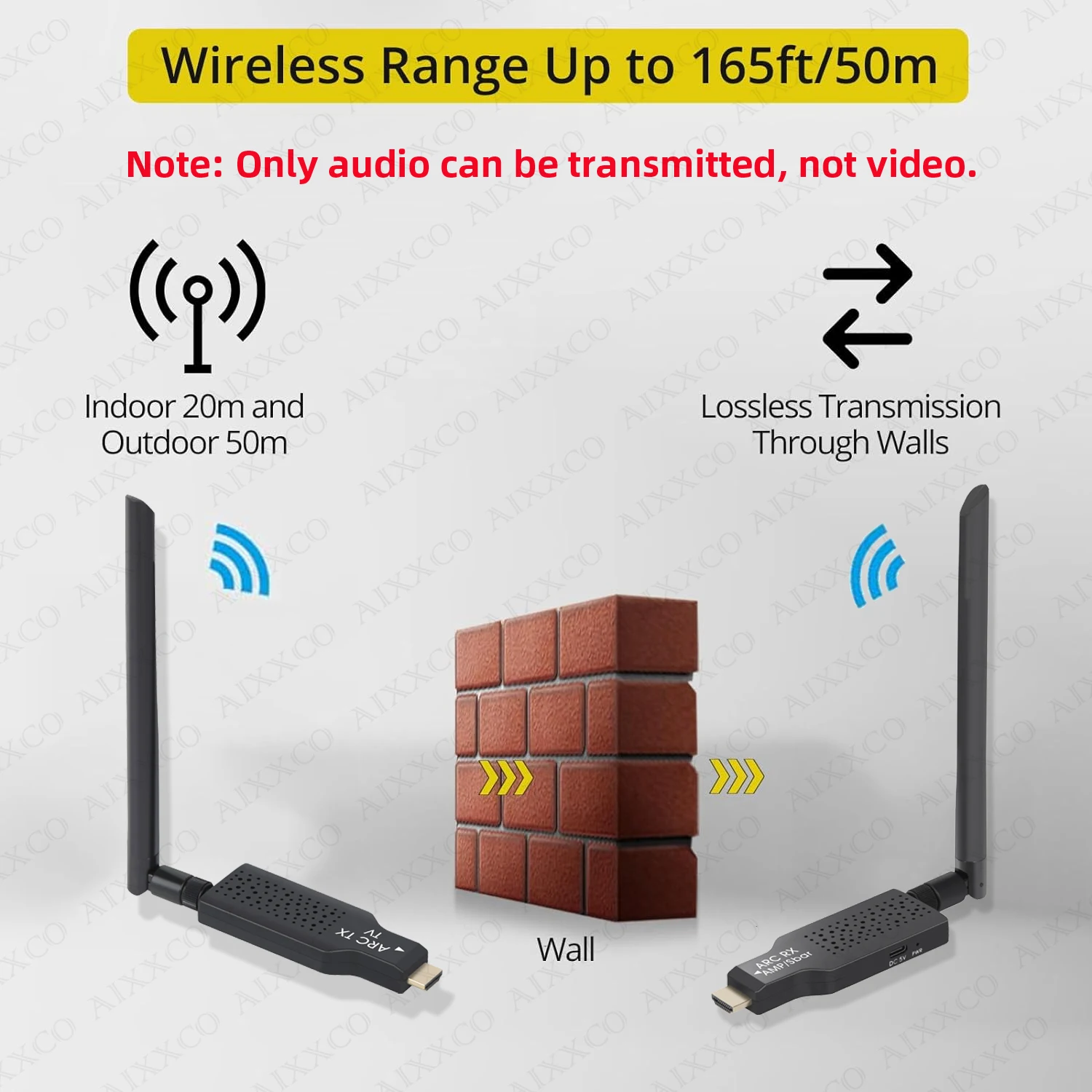 50M 2.4G Wireless HDMI-compatible ARC audio Transmitter Receiver Audio Extender Adapter For ARC Power Amplifier Sound Bar