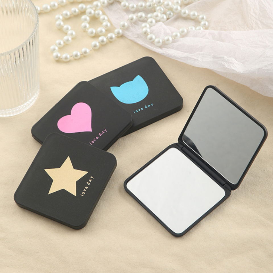 Foldable Makeup Mirror Mini Square Makeup Vanity Portable Hand Mirrors Double-sided Compact Mirror Pocket Cosmetic Mirror