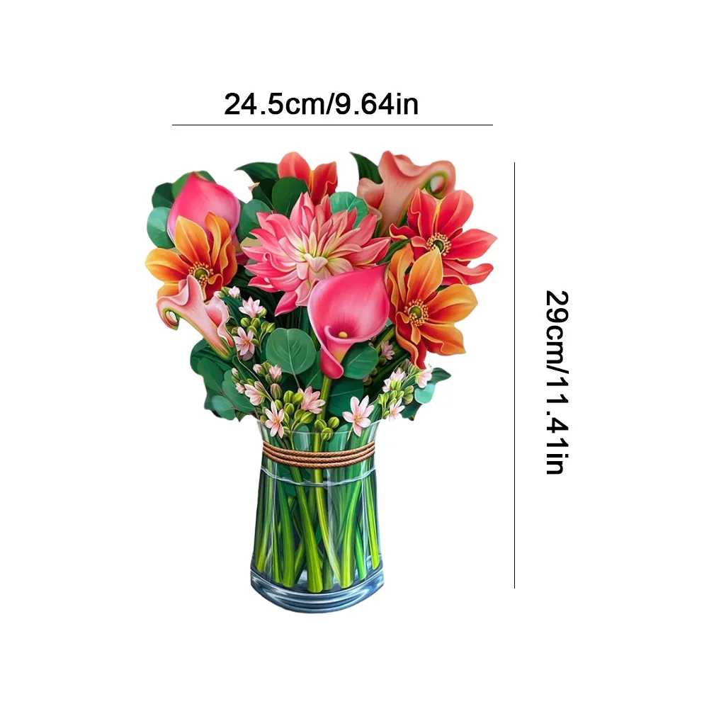 Greeting Cards 3D Pop Up Flower Greeting Card Mothers Day Paper Multi-Style Bouquet Birthday Card Thank You Postcard Bouquet Thank You Gift