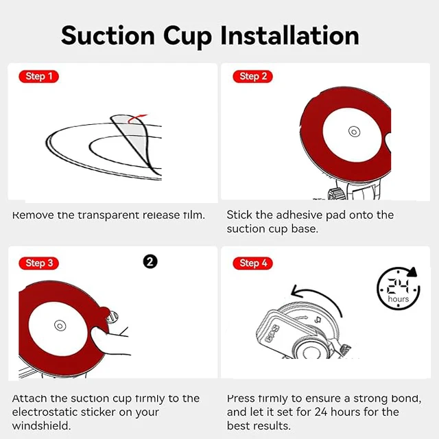 car Suction Cup Bracke Double-Sided Adhesive Pad Dash Cam Built-in GPS Module Easy Install and Electrostatic Stickers 2