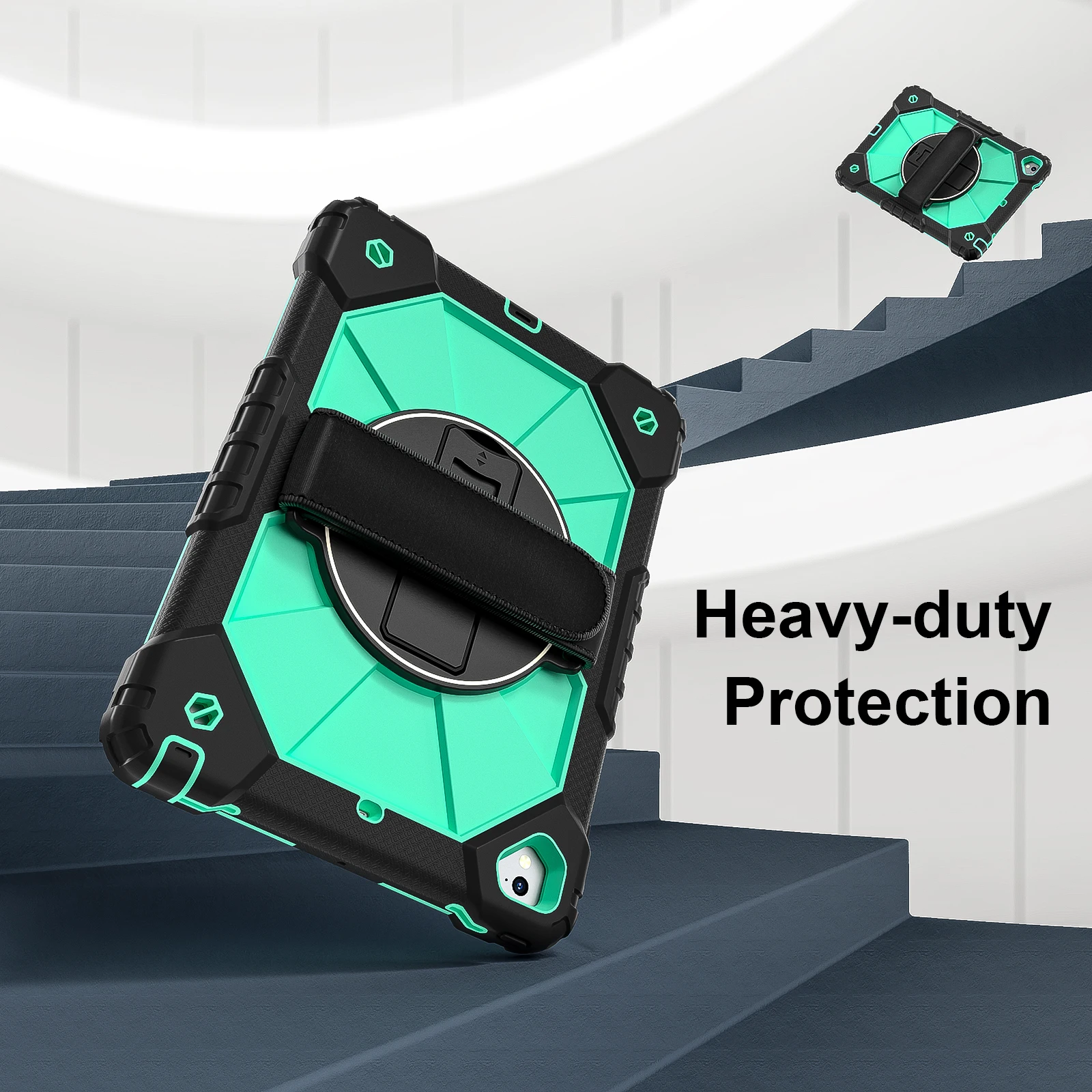 Silicone & Pc Armor Case With Rotating Kickstand For Ipad Pro 9.7_voghion.com