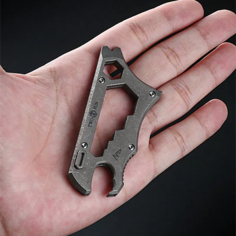 Titanlegierung Polygon EDC Werkzeug Multifunktions-Flaschenöffner Sechskantschlüssel Messskala Kreuzschlitzschraubendreher Outdoor Stemmeisen – Detail 12