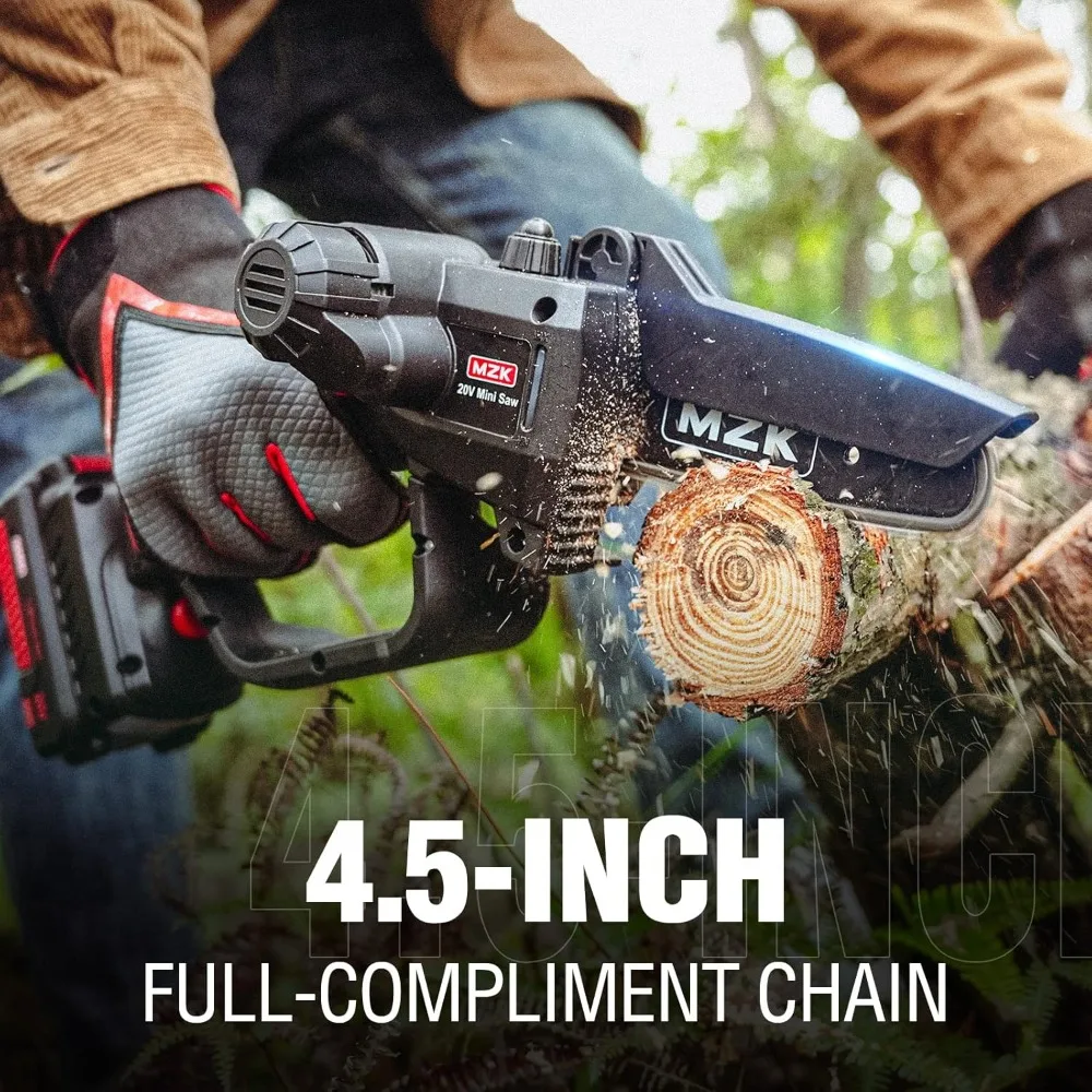 2-in-1 Cordless Pole Saw & Mini Chainsaw with 3 Replacement Chain, 20V Battery Pole Chainsaw, 4.5" Cutting Capacity