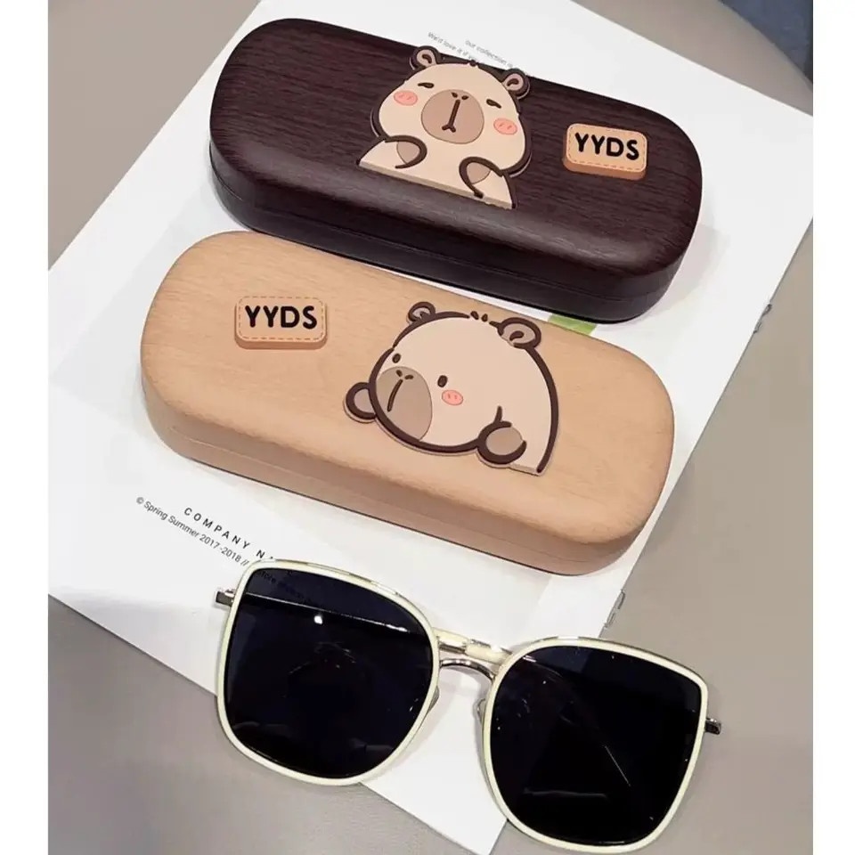 New Anti-Pressure Capybara Print Eyeglass Case Portable Faux