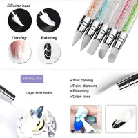 Double Head Nail Art Silicone Sculpture Pen 3D Carving Emboss Glitter Powder Manicure Shaping Silicone Brushes Nail Art Tool 2