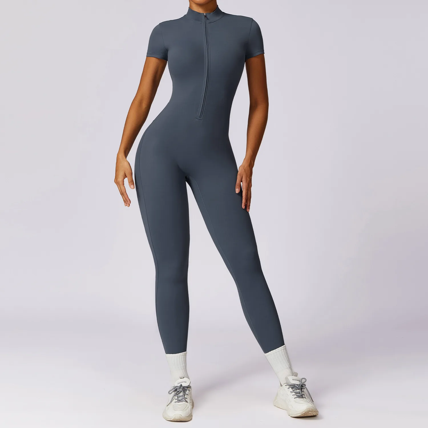 Gym Workout Set Yoga Set Fitness Set Fitness Jumpsuit Sportswear Set Fitness One Piece Wear Sports Set Women Sportswear Zipper Rompers Sports Jumpsuit Woman Fitness Overalls Workout Yoga Set Female Gym Short Sleeve One-Piece Suit