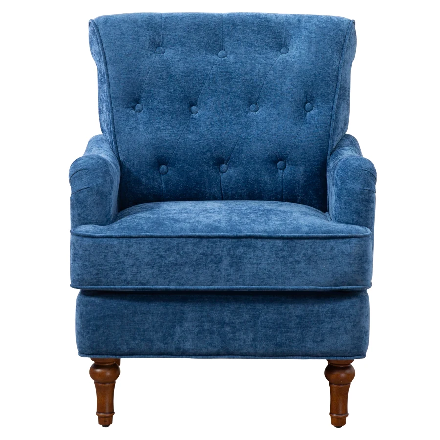 Accent Chair With Comfy Chenille Club Fabric Comfy Upholstered Living Room Arm Chair Springs Cushions and Retro Wooden Legs Fab 5