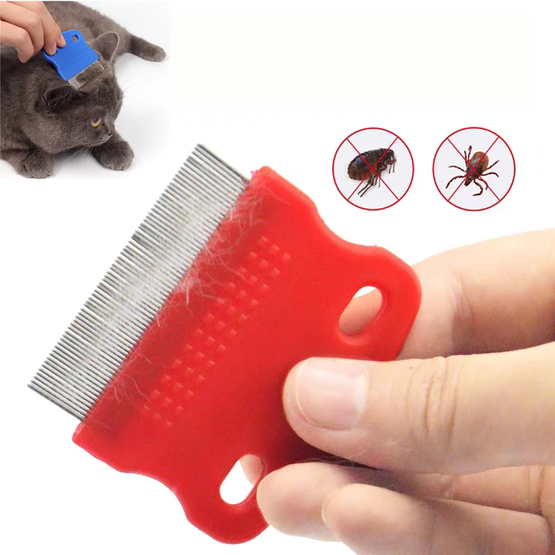 Stainless Steel Pet Grooming Hair Comb Long Thick Hair Fur Removal Flea And Lice Brush Pets