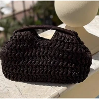 Natural Fiber Snap Clutch Bag,Spanish Seaside Women's Straw Woven Handbag,Summer Beach Travel Vacation Evening Elegant Purse - Image 5