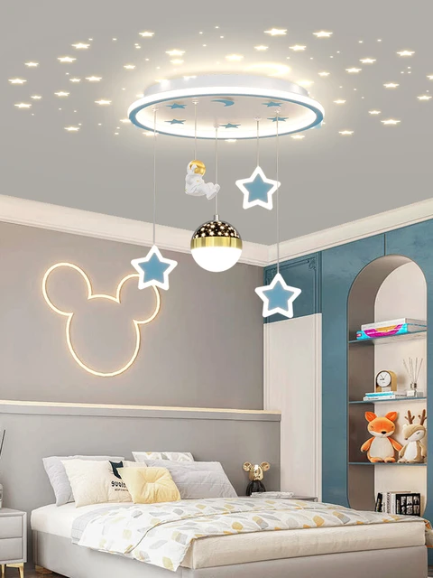 Lámparas de techo Led modernas para el hogar, habitación de niños, estudio,  dormitorio, bebé, dibujos animados, nubes azules, astronauta, lámpara de  araña LED, accesorio de luz - AliExpress