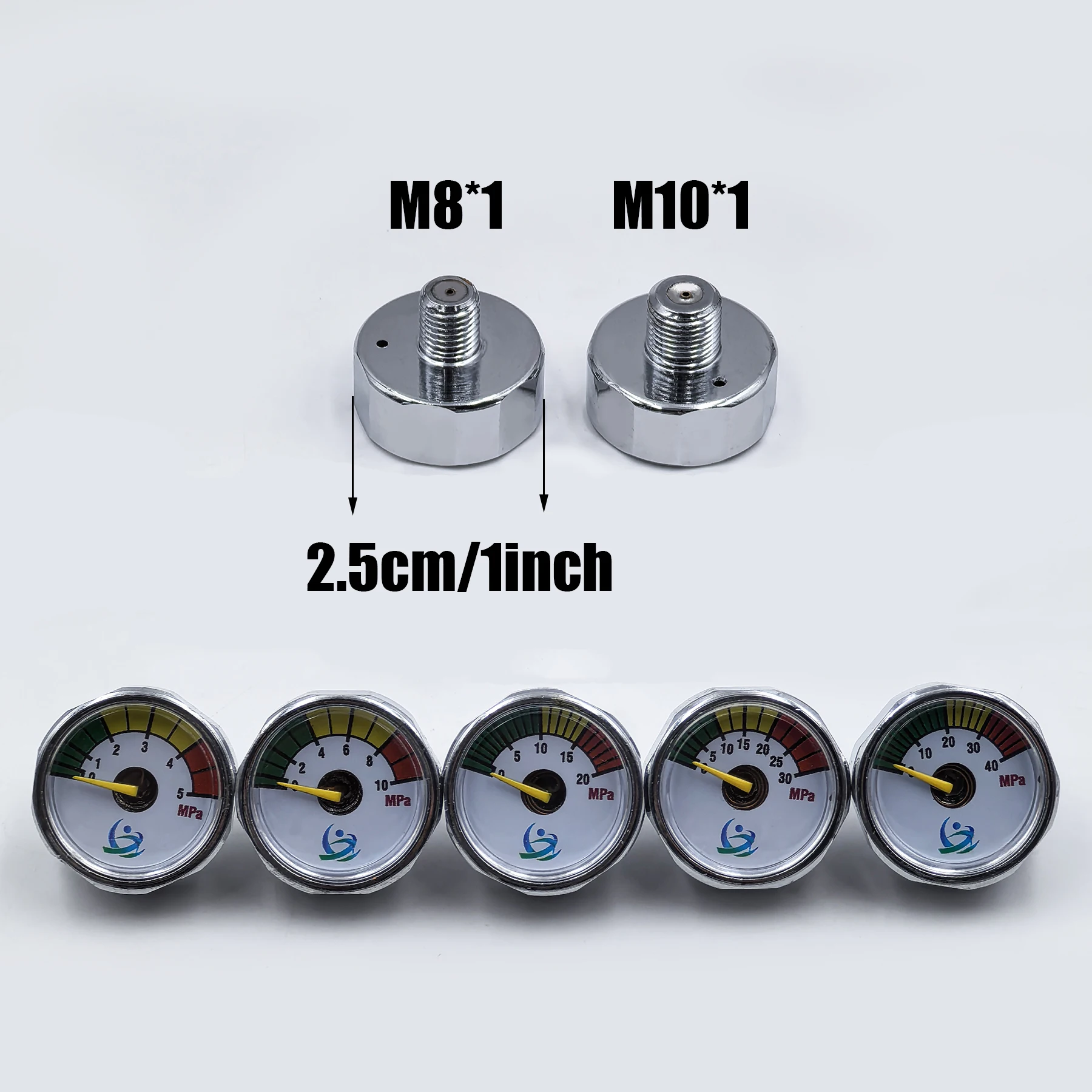 Mini Gauge Manometre 25mm 1inch Hand Pump Valve Accessories Regulator Diving M10*1 M8*1 5MPa 10MPa 20MPa 30MPa 40MPa