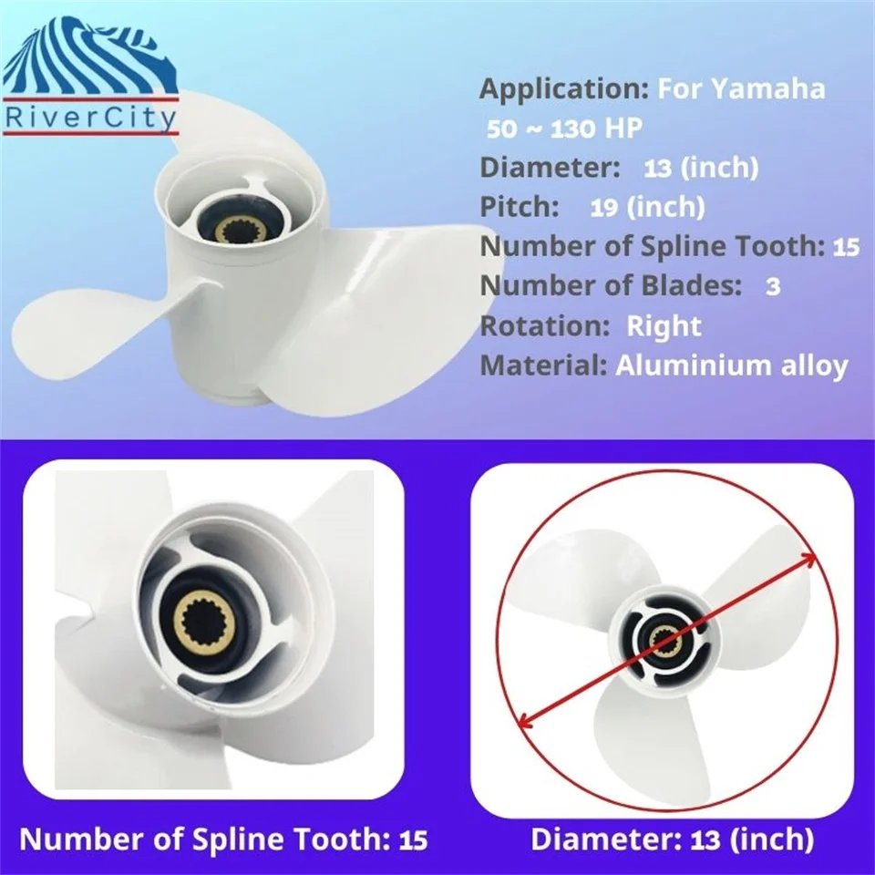 Outboard Propeller For Yamaha 80hp 85hp 90hp F110 115hp 130hp 13x19 Boat Aluminum Alloy Screw 3 Blade 15 Spline Marine Engine marine propeller