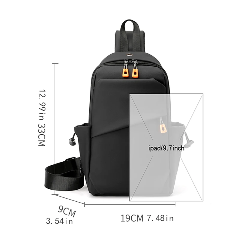 Men's crossbody bag - multifunctional chest bag with multiple zipper compartments, suitable for outdoor sports, cycling, and dai