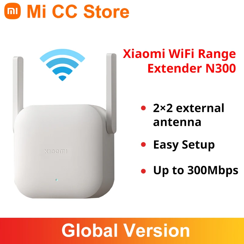 Xiaomi Wifi Range Extender Versão Global Amplificador Inteligente Plug ue Antenas Externas até 300mbps N300 2.4g