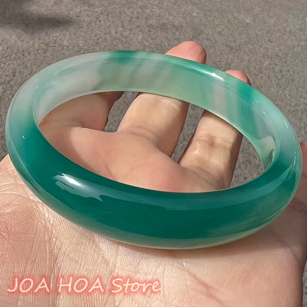 Rare Original Ecological Texture Green Exquisite Jade Bangle Natural Chalcedony Agate Bracelet Stylish Jadeite HANDERING Jewelry