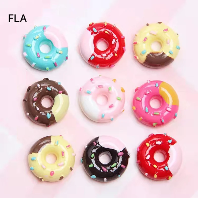 

8pcs Children's Play Kitchen Resin Donut Simulation Cookie 3D Dessert Decoration Christmas Miniature Decoration Toys for Kids
