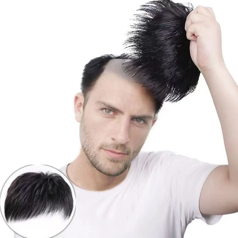 Protesi Capillare Maschile 100% Capelli Umani, Parrucche Toupee per Uomo, Sistema di Sostituzione Capelli, Parrucca da Uomo con Capelli Veri per Copertura Calvizie e Capelli Bianchi - immagine 3
