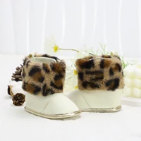 Baby toddler shoes, leopard print style, cute plush heart boots, warm and non-slip, suitable for daily & party wear, winter models 6