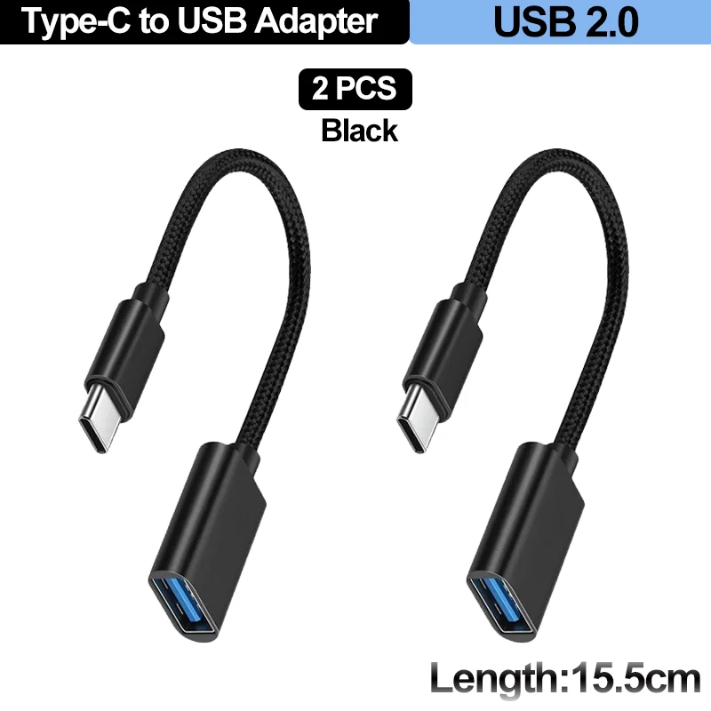 PH26 Cavo adattatore OTG per Xiaomi Redmi Note 9 Pro USB-C Maschio a USB - A Femmina Nylon intrecciato Alluminio - Cavo USB C Maschio a USB A Femmina - 20 cm