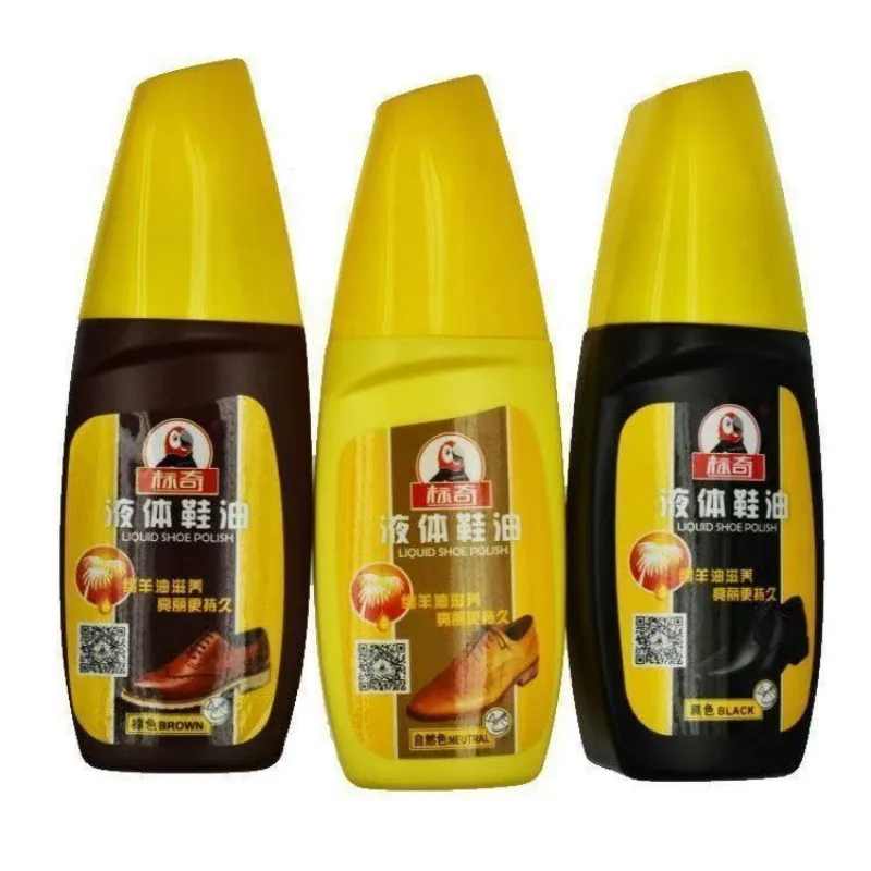 75ml Black Liquid Shoe Polish Leather Shoe Maintenance Shine Oil With Brush Head Oil Shine Magic Sponge Head leather tools leather craft tool kit leather craft tools leather craft tool