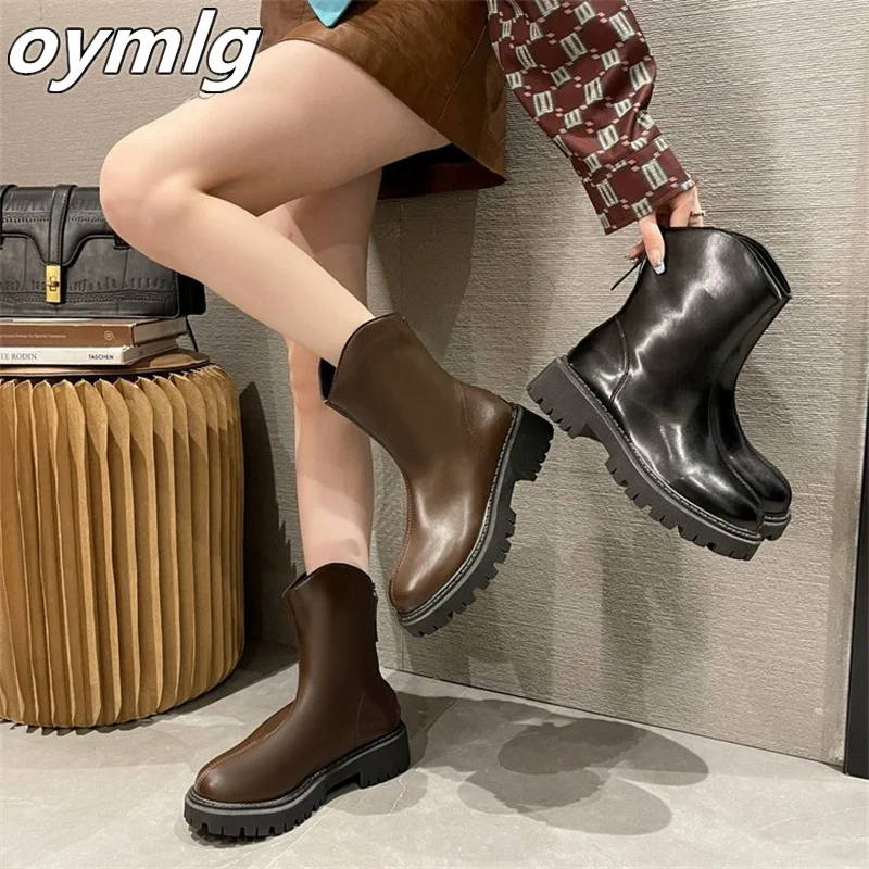 High Heel Women's Boots 2023 Winter New Leisure Comfortable Smoke Pipe Single Boot Thick Sole Increase Slim Short Boots Children