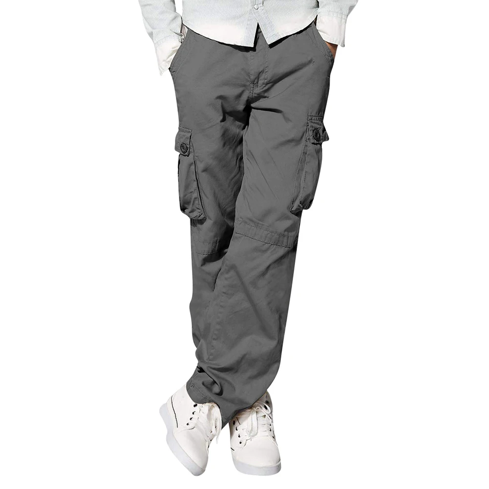 

Mens Multi-Pocket Loose Cargo Trousers Heavy Duty Stretch Casual Overalls Joggers Pants Straight Draped Wide Leg Pants For Men