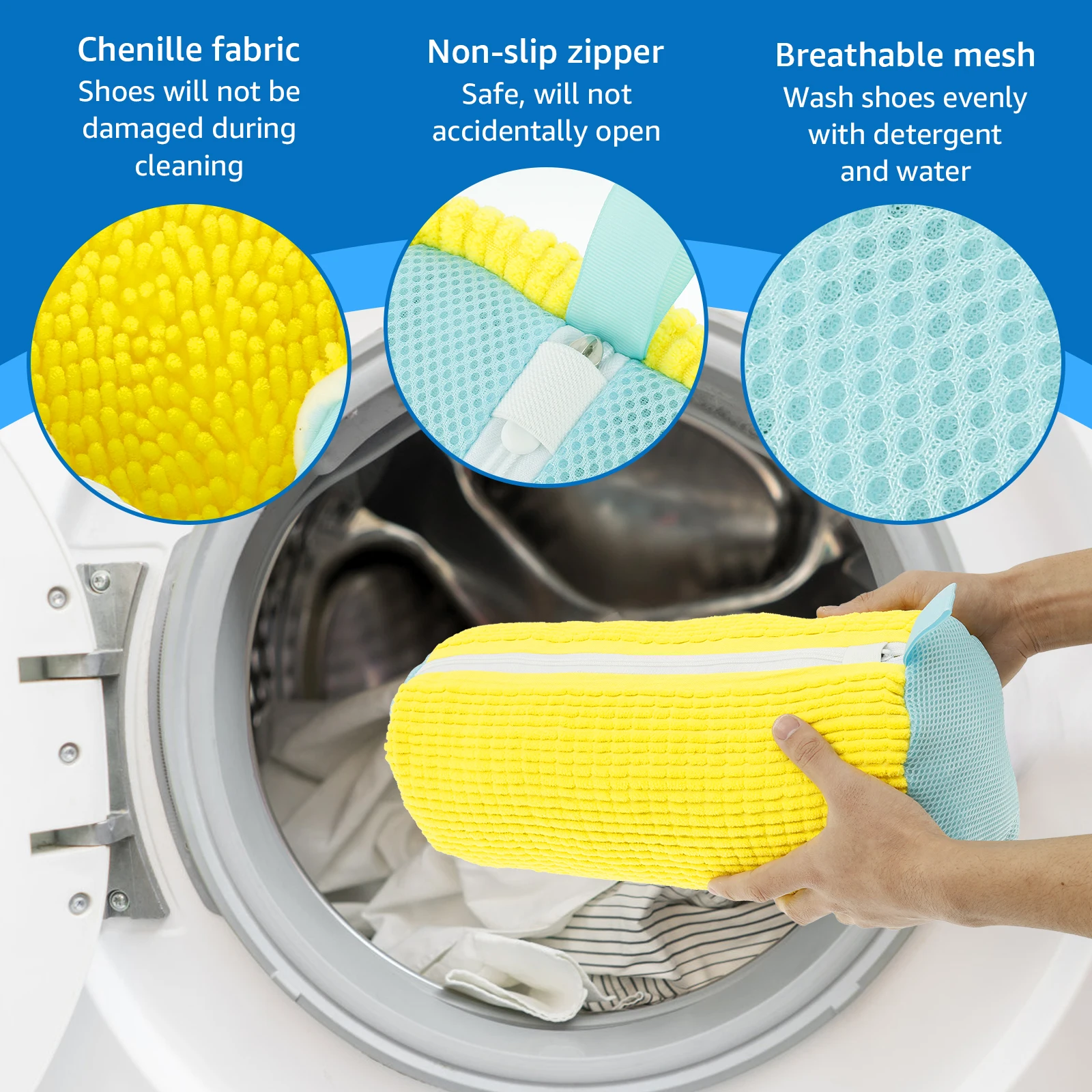 2PCS Sneaker Wash Bag Shoe Cleaning Kit Polyester Fabric Basket Reusable Shoe Laundry Storage Bags for Washer Dryer Wash Home