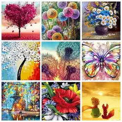 PhotoCustom Frame Painting By Numbers Animal Scenery Flower Handpainted Kits Canvas Drawing Acrylic Paints Wall Artwork Home Dec