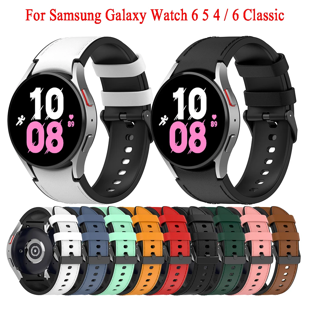 No Gap Leather + Cinturino In Silicone Per Samsung Galaxy Watch 6 5 4 40Mm 44Mm Smartwatch Per Galaxy Watch 6 Classic 43Mm 47Mm Wristband