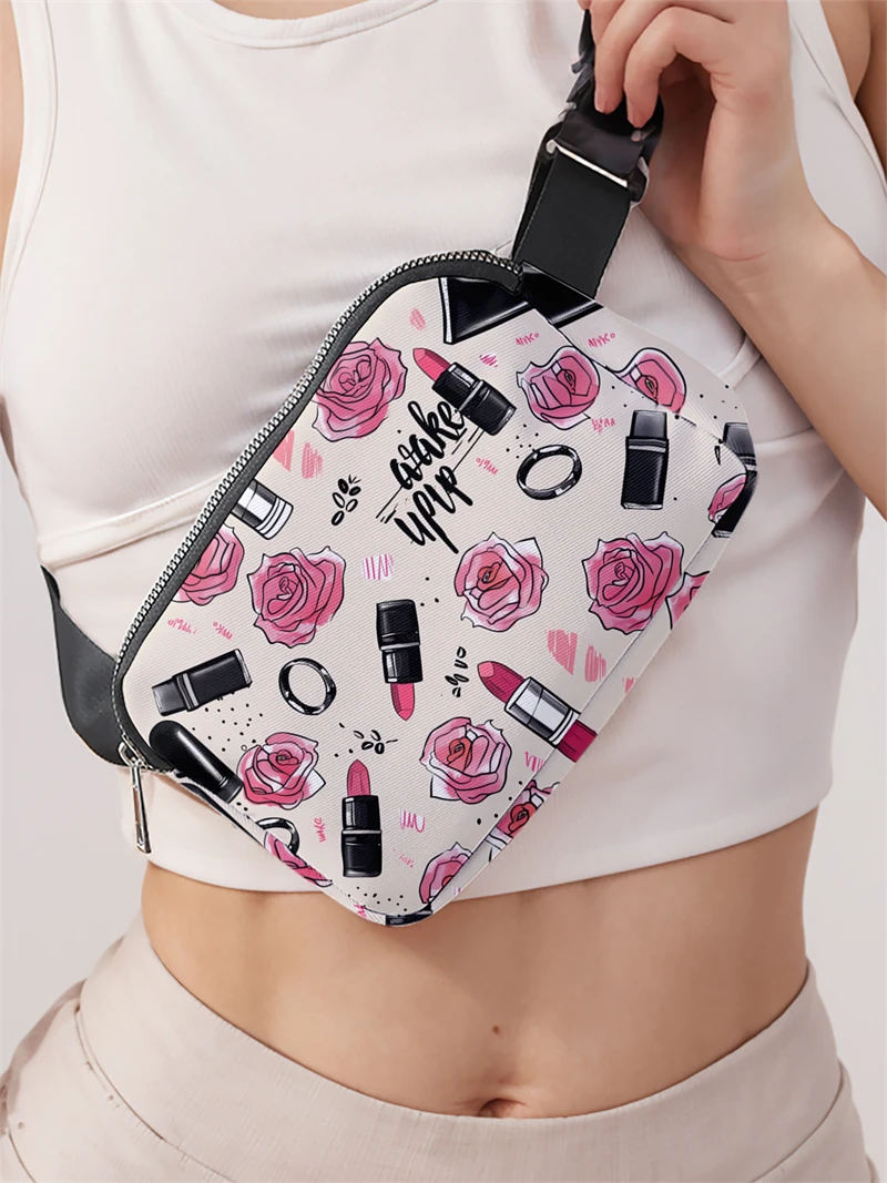 1pc,lipstick graffiti fashionable adjustable crossbody bag, neutral sports waist bag, suitable for running