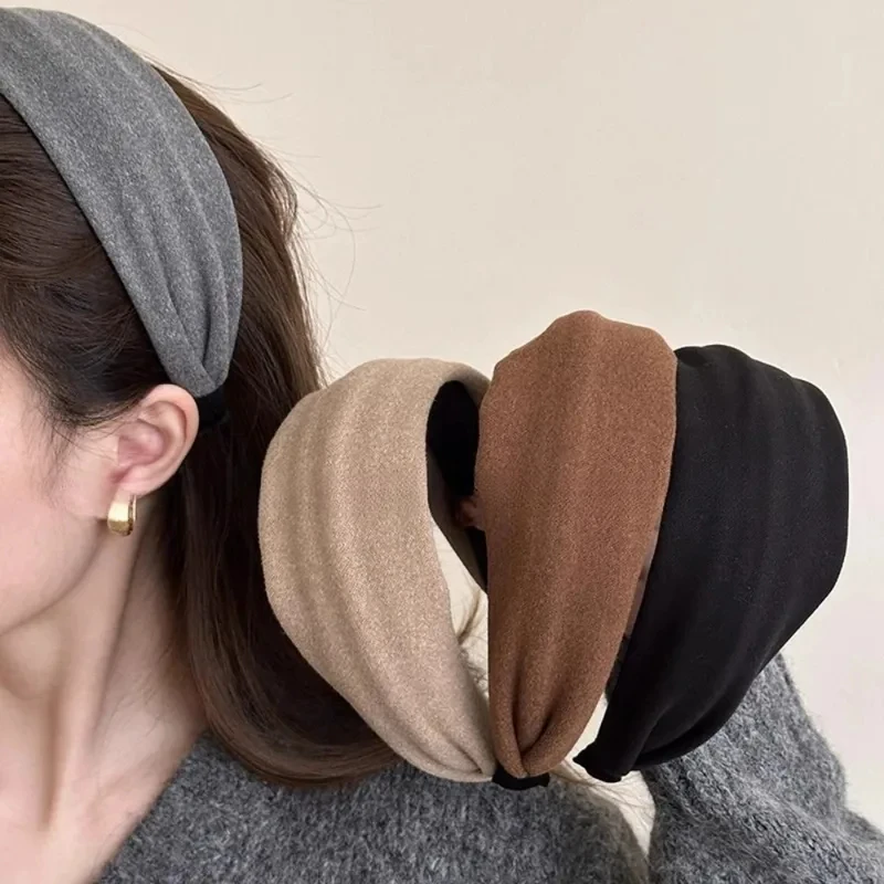 Vintage-Stil, einfarbig, weiches Baumwoll-Stirnband, breiteres, gestricktes, verdicktes Stirnband, Stirnband zum Gesichtwaschen und für das Schminken, vielseitiges Haaraccessoire.